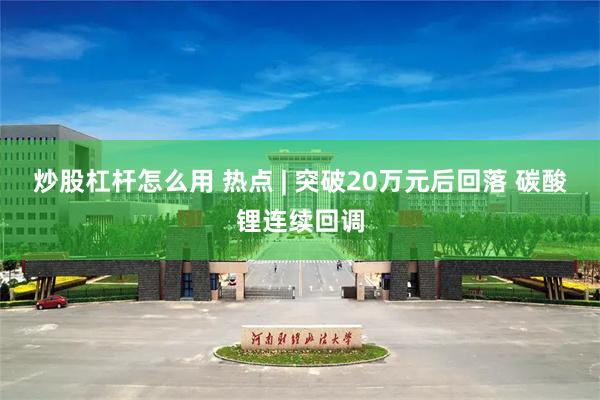 炒股杠杆怎么用 热点 | 突破20万元后回落 碳酸锂连续回调