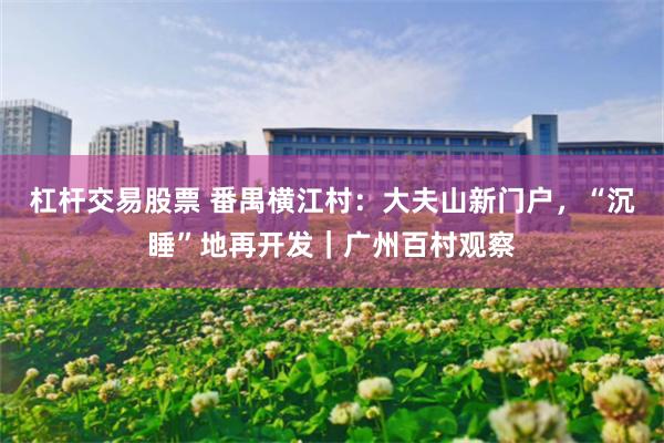 杠杆交易股票 番禺横江村：大夫山新门户，“沉睡”地再开发｜广州百村观察