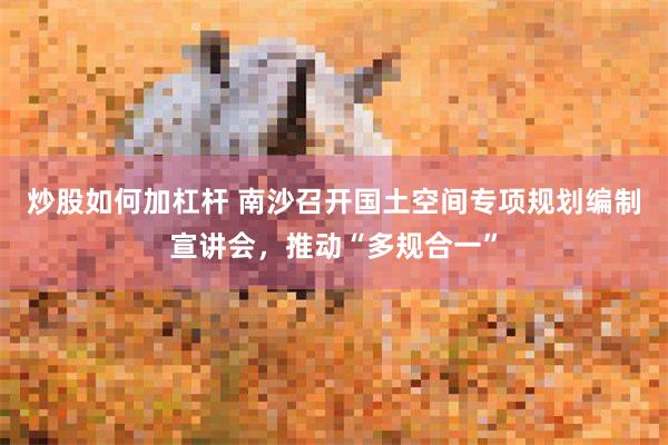 炒股如何加杠杆 南沙召开国土空间专项规划编制宣讲会，推动“多规合一”