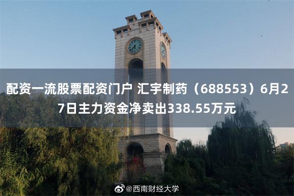 配资一流股票配资门户 汇宇制药(688553)6月27日主力资金净卖出338.55万元