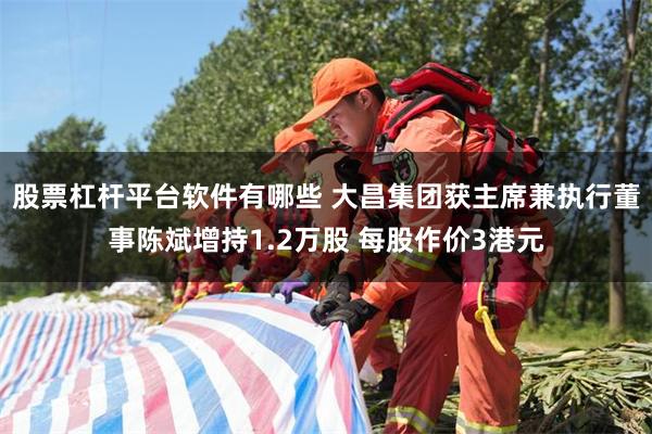 股票杠杆平台软件有哪些 大昌集团获主席兼执行董事陈斌增持1.2万股 每股作价3港元